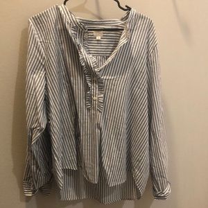 Super cute half button, striped blouse